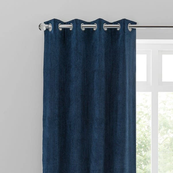 Dunelm Margot Velvet-Look Midnight Blue Eyelet Curtains 3 Dunelm Margot Velvet-Look Midnight Blue Eyelet Curtains