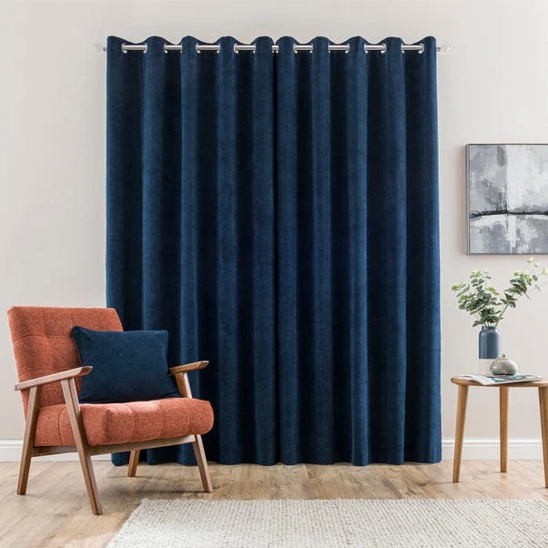 Dunelm Margot Velvet-Look Midnight Blue Eyelet Curtains 6 Dunelm Margot Velvet-Look Midnight Blue Eyelet Curtains - Image 4