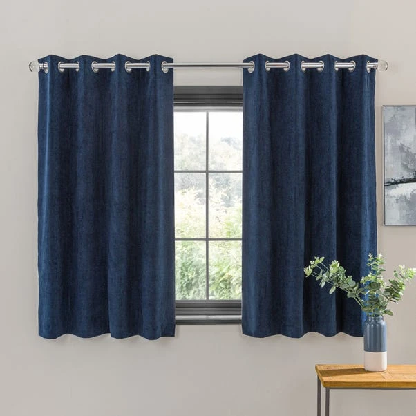 Dunelm Margot Velvet-Look Midnight Blue Eyelet Curtains 7 Dunelm Margot Velvet-Look Midnight Blue Eyelet Curtains - Image 5