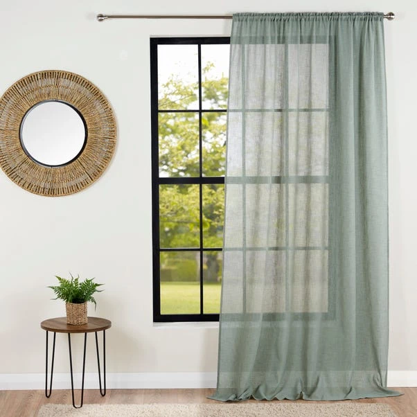 Dunelm Recycled Polyester Sage Slot Top Voile Panel 4 Dunelm Recycled Polyester Sage Slot Top Voile Panel - Image 2