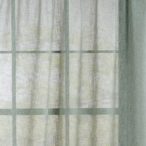 Dunelm Recycled Polyester Sage Slot Top Voile Panel 5 Dunelm Recycled Polyester Sage Slot Top Voile Panel - Image 3