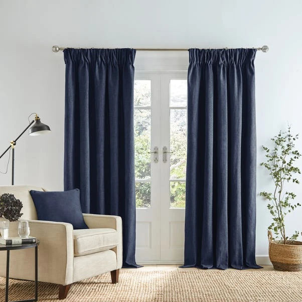 Dunelm Wynter Navy Thermal Pencil Pleat Curtains 4 Dunelm Wynter Navy Thermal Pencil Pleat Curtains - Image 2