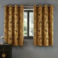 Dunelm Crane Old Gold Eyelet Curtains -Dunelm Shop 30737121 alt05
