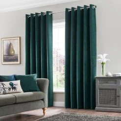 Dunelm Margot Jade Matt Velour Eyelet Curtains -Dunelm Shop 30737774 alt01