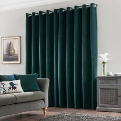 Dunelm Margot Jade Matt Velour Eyelet Curtains -Dunelm Shop 30737774 alt04