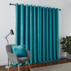 Dunelm Recycled Velour Teal Eyelet Curtains 12 Dunelm Recycled Velour Teal Eyelet Curtains -Dunelm Shop 30743377 alt04