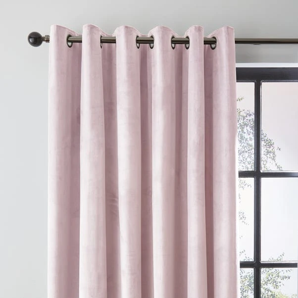 Dunelm Recycled Velour Blush Eyelet Curtains 3 Dunelm Recycled Velour Blush Eyelet Curtains