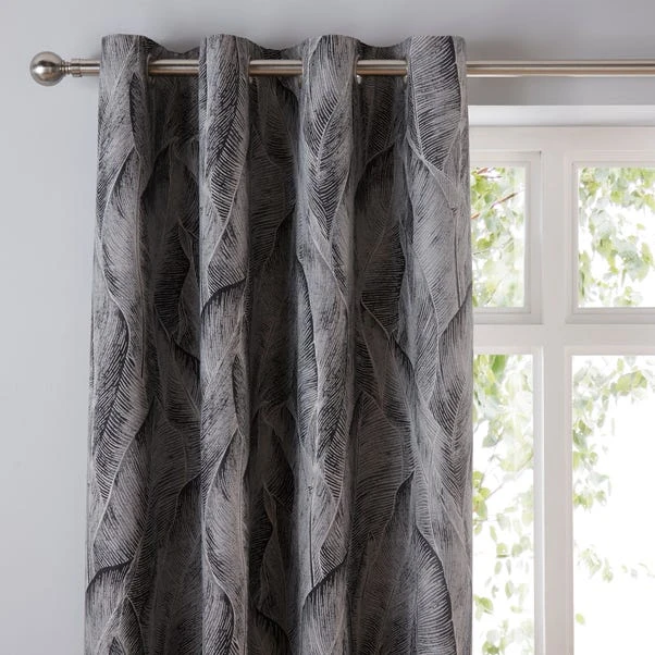 Dunelm Malawi Graphite Eyelet Curtains 3 Dunelm Malawi Graphite Eyelet Curtains