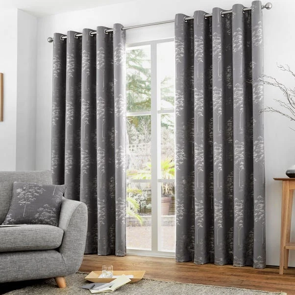 Curtina Elmwood Graphite Eyelet Curtains 3 Curtina Elmwood Graphite Eyelet Curtains