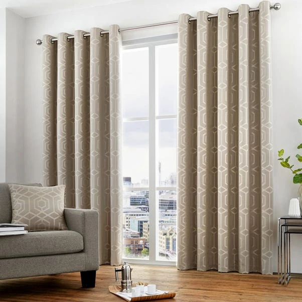 Curtina Camberwell Stone Eyelet Curtains 3 Curtina Camberwell Stone Eyelet Curtains