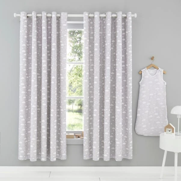 Dunelm Grey Cloud Thermal Blackout Eyelet Curtains 4 Dunelm Grey Cloud Thermal Blackout Eyelet Curtains - Image 2