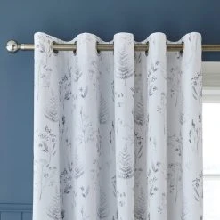Dorma Purity Botanical 100% Cotton Grey Eyelet Curtains