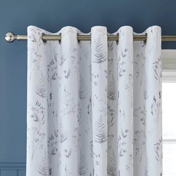 Dorma Purity Botanical 100% Cotton Grey Eyelet Curtains 3 Dorma Purity Botanical 100% Cotton Grey Eyelet Curtains