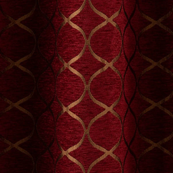 Luxury Collection Chenille Ogee Red Eyelet Curtains 5 Luxury Collection Chenille Ogee Red Eyelet Curtains - Image 3
