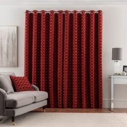 Luxury Collection Chenille Ogee Red Eyelet Curtains 11 Luxury Collection Chenille Ogee Red Eyelet Curtains -Dunelm Shop 30748805 alt04