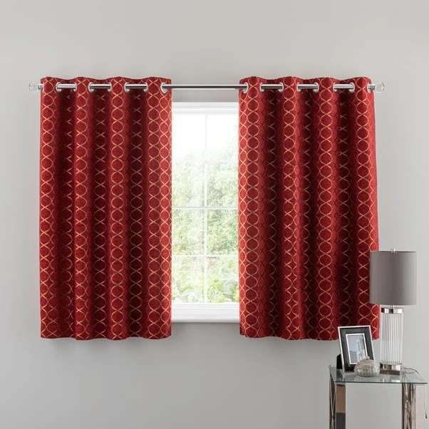 Luxury Collection Chenille Ogee Red Eyelet Curtains 7 Luxury Collection Chenille Ogee Red Eyelet Curtains - Image 5