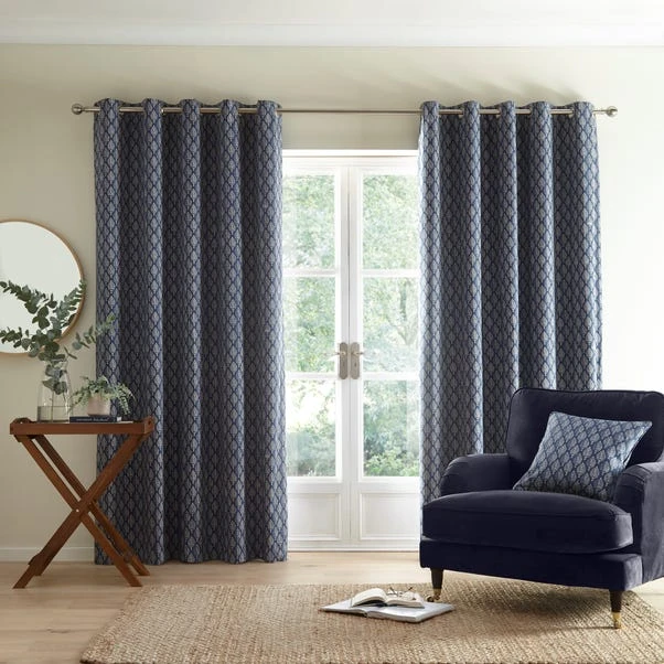Dunelm Connor Tree Folkestone Blue Eyelet Curtains 4 Dunelm Connor Tree Folkestone Blue Eyelet Curtains - Image 2