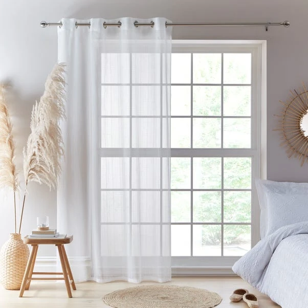 Dunelm Aspen Sheer White Eyelet Voile Panel 4 Dunelm Aspen Sheer White Eyelet Voile Panel - Image 2