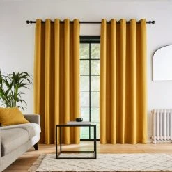 Dunelm Bondi Old Gold Eyelet Curtains 9 Dunelm Bondi Old Gold Eyelet Curtains -Dunelm Shop 30754004 alt01