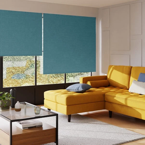 Dunelm Luna Teal Blackout Roller Blind 4 Dunelm Luna Teal Blackout Roller Blind - Image 2