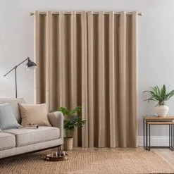 Dunelm Luna Brushed Dark Sand Blackout Eyelet Curtains -Dunelm Shop 30754496 alt04