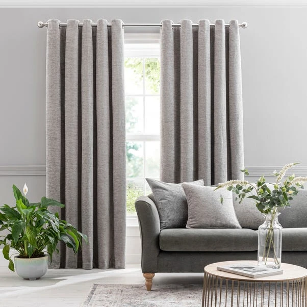 Luxury Collection Clayton Chenille Chateau Grey Eyelet Curtains 4 Luxury Collection Clayton Chenille Chateau Grey Eyelet Curtains - Image 2