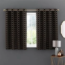 Luxury Collection Chenille Ogee Black Eyelet Curtains -Dunelm Shop 30754600 alt05