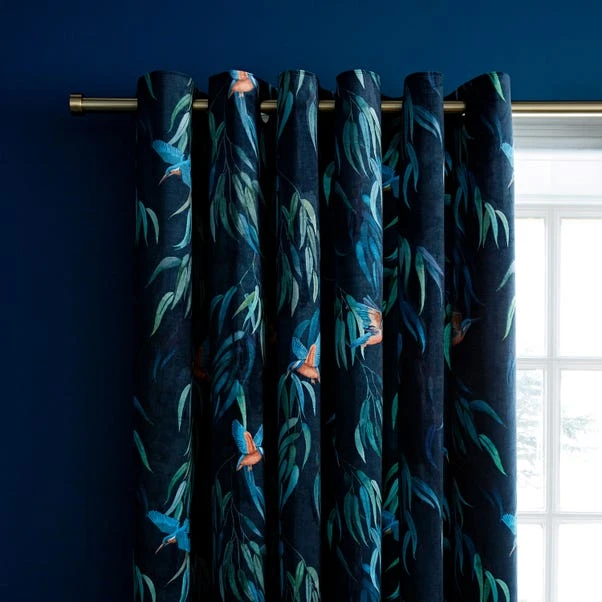 Natural History Museum Kingfisher Peacock Eyelet Curtains 3 Natural History Museum Kingfisher Peacock Eyelet Curtains