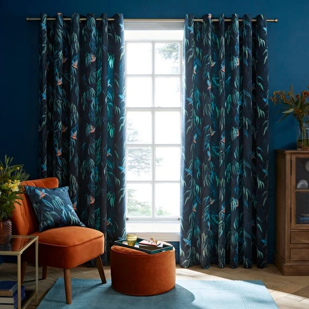 Natural History Museum Kingfisher Peacock Eyelet Curtains 4 Natural History Museum Kingfisher Peacock Eyelet Curtains - Image 2