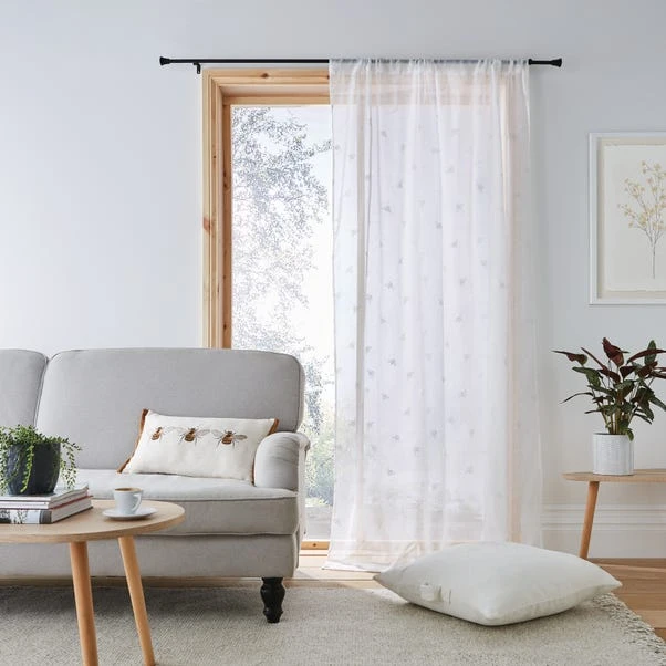 Dunelm Printed Bees White Slot Top Voile Panel 4 Dunelm Printed Bees White Slot Top Voile Panel - Image 2