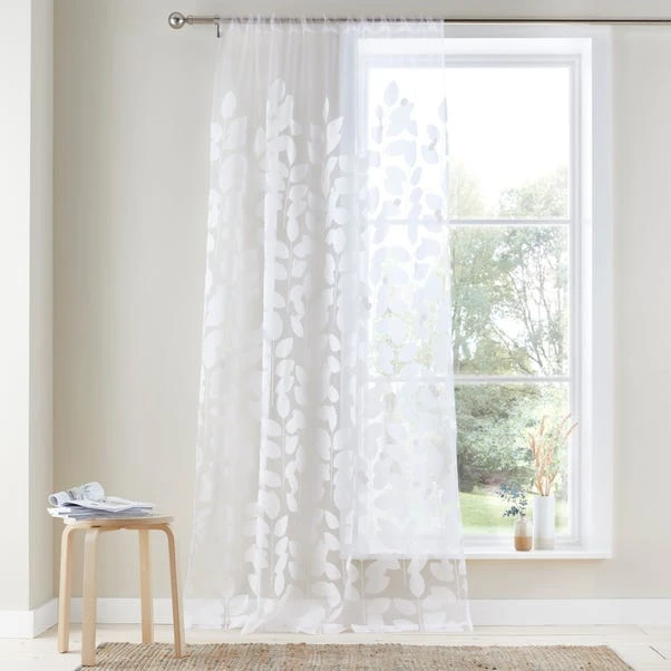 Dunelm Elements Modern Leaf Burn Out Multicoloured Slot Top Voile Panel 4 Dunelm Elements Modern Leaf Burn Out Multicoloured Slot Top Voile Panel - Image 2