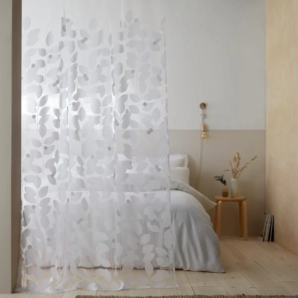 Dunelm Elements Modern Leaf Burn Out Multicoloured Slot Top Voile Panel 6 Dunelm Elements Modern Leaf Burn Out Multicoloured Slot Top Voile Panel - Image 4