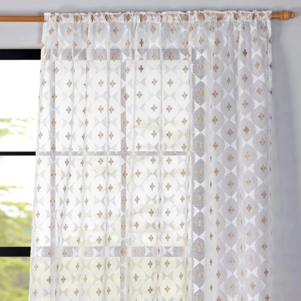 Dunelm Embroidered Aztec Slot Top Voile 3 Dunelm Embroidered Aztec Slot Top Voile