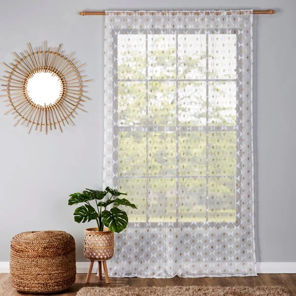 Dunelm Embroidered Aztec Slot Top Voile 6 Dunelm Embroidered Aztec Slot Top Voile - Image 4