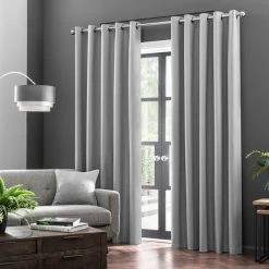 Dunelm Luna Brushed Mid Grey Blackout Eyelet Curtains -Dunelm Shop 30755008 alt01