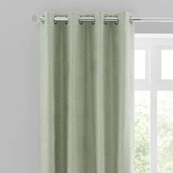 Dunelm Luna Brushed Sage Blackout Eyelet Curtains