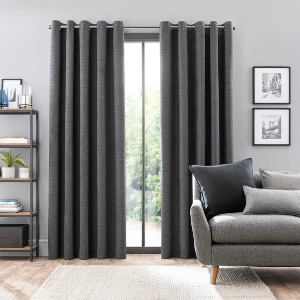 Dunelm Zodiac Charcoal Blackout Eyelet Curtains 4 Dunelm Zodiac Charcoal Blackout Eyelet Curtains - Image 2