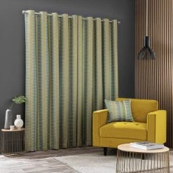 Elements Kansas Stripe Chartreuse Eyelet Curtains 11 Elements Kansas Stripe Chartreuse Eyelet Curtains -Dunelm Shop 30755100 alt04