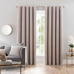 Dunelm Chenille Hive Chateau Grey Eyelet Curtains