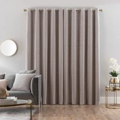 Dunelm Chenille Hive Chateau Grey Eyelet Curtains -Dunelm Shop 30755129 alt04