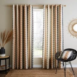 Dunelm Global Stripe Camel Eyelet Curtains 7 Dunelm Global Stripe Camel Eyelet Curtains -Dunelm Shop 30755292 alt01