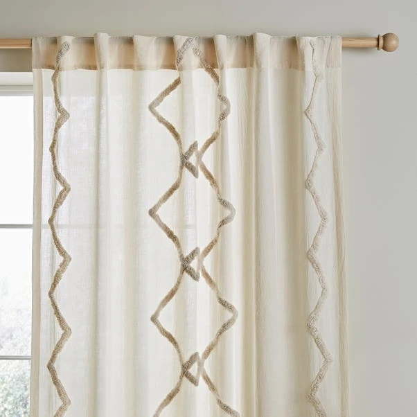 Dunelm Cotton Global Tufted Hidden Tab Top Voile 3 Dunelm Cotton Global Tufted Hidden Tab Top Voile