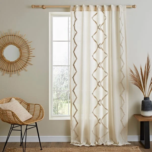 Dunelm Cotton Global Tufted Hidden Tab Top Voile 4 Dunelm Cotton Global Tufted Hidden Tab Top Voile - Image 2