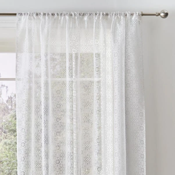 Dunelm Pretty Boho Tile Burnout Slot Top Voile 3 Dunelm Pretty Boho Tile Burnout Slot Top Voile