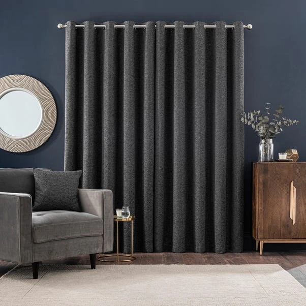 Dunelm Textured Chenille Graphite Eyelet Curtains 6 Dunelm Textured Chenille Graphite Eyelet Curtains - Image 4