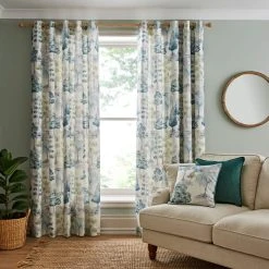 Dunelm Watercolour Trees Teal Eyelet Curtains -Dunelm Shop 30755495 alt01