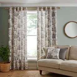 Dunelm Watercolour Trees Natural Eyelet Curtains -Dunelm Shop 30755505 alt01