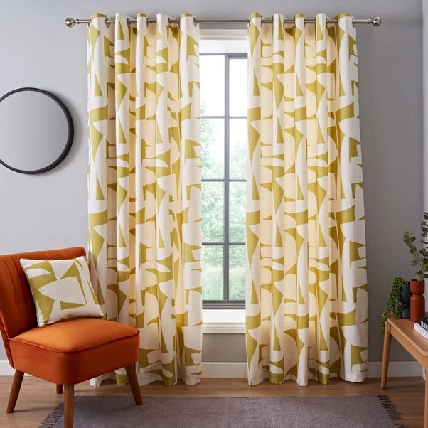 Elements Klipp Chartreuse Eyelet Curtains 4 Elements Klipp Chartreuse Eyelet Curtains - Image 2