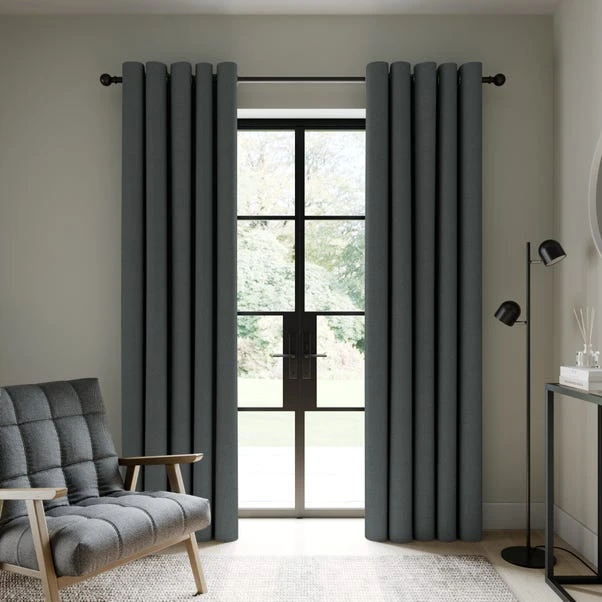 Dunelm Berlin Charcoal Thermal Blackout Eyelet Curtains 4 Dunelm Berlin Charcoal Thermal Blackout Eyelet Curtains - Image 2