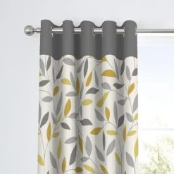Fusion Beechwood Ochre Eyelet Curtains